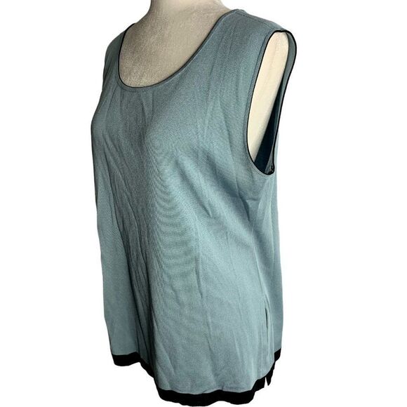 Misook Twin Cardigan Tank Shell Top Set M Blue Gray Stretch Knit - Picture 9 of 11